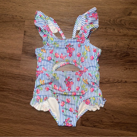 Penelop Mack Floral Striped Swimsuit (2-3T) - Picture 1 of 3